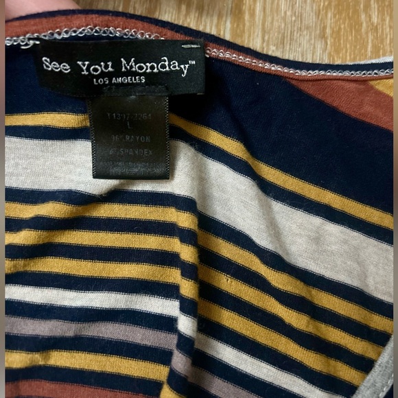 See You Monday Striped Crossover Top - Picture 3 of 9